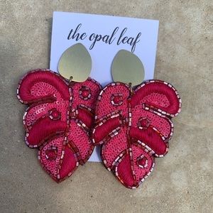 Pink Leaf Earrings